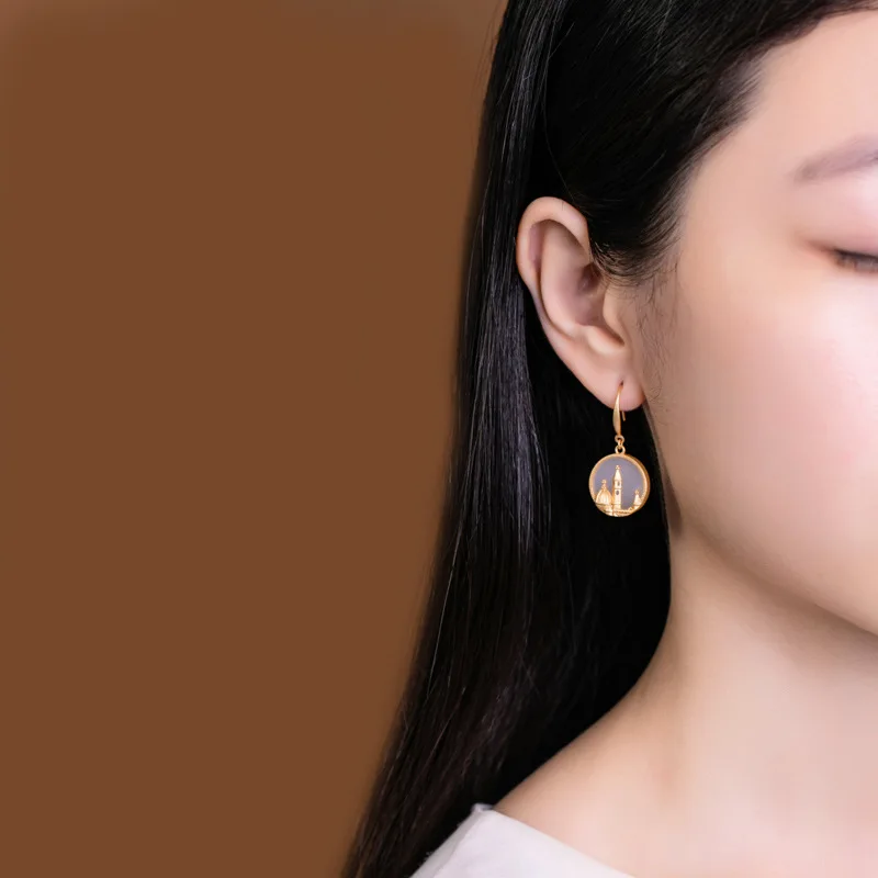 Женские серьги подвески из серебра 925 пробы с натуральным камнем|Серьги-подвески|