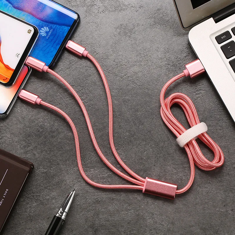 3 в 1 USB кабель для iPhone X Быстрая зарядка микро Samsung Type C синхронизации данных Huawei Xiaomi - Фото №1