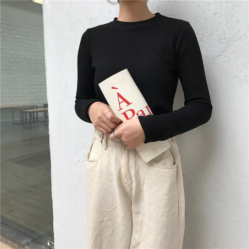 Футболка женская плотная бархатная с длинным рукавом и круглым вырезом|Футболки|