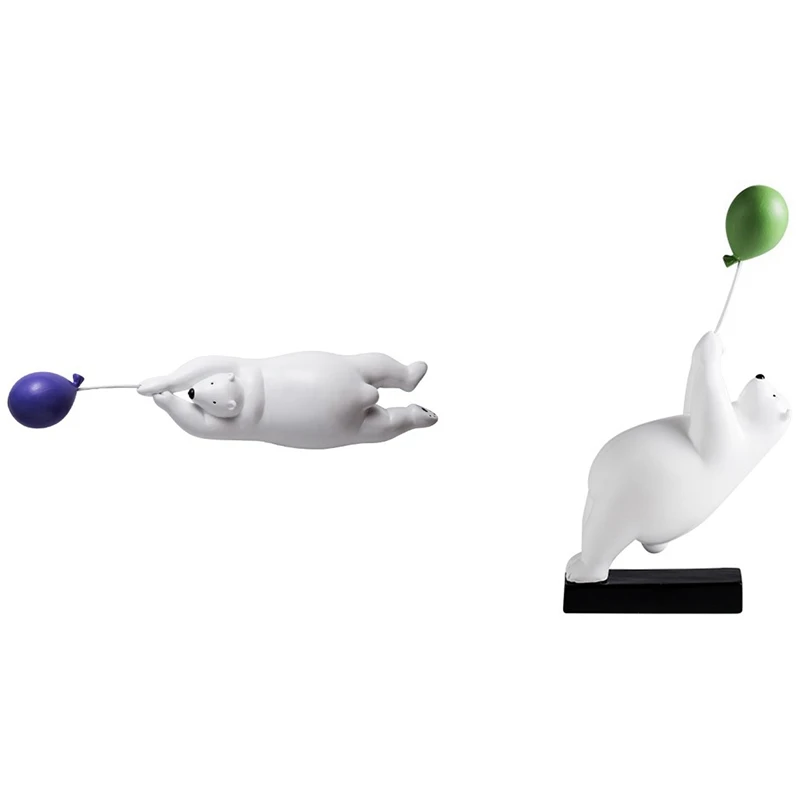 

Новинка 2 шт. полимерные фигурки летающего медведя воздушные шары Белые медведи статуя украшение для дома и офиса гостиная настольное украш...