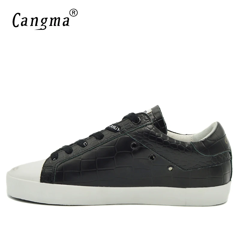 CANGMA брендовые кроссовки женская обувь ручной работы черные низкие из
