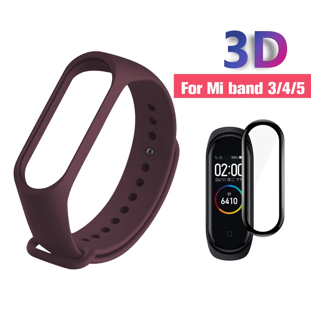 Ремешок для Xiaomi Mi Band 5 4 3 сменный ремешок браслета защита экрана 3d-пленка Xiomi |
