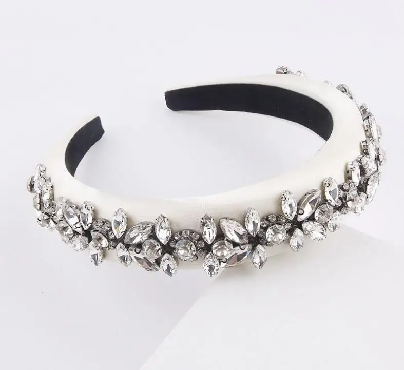 

Fabric diamond glass diamond flower women's wide-brimmed sponge hairbands super flashing prom hair hoop