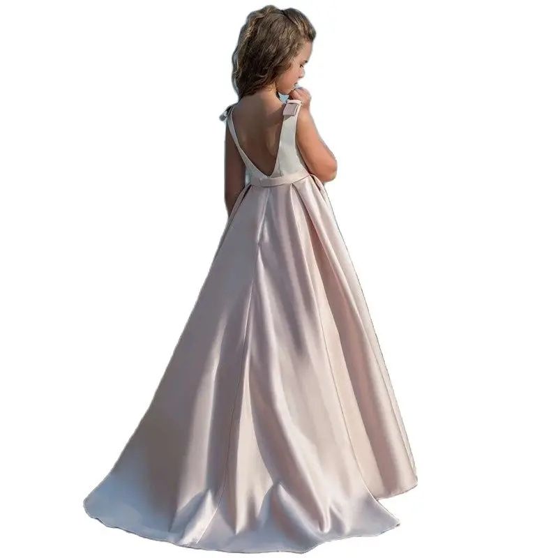 

Fancy Flower Girl Dresses For Weddings Vestidos daminha Kids Evening Pageant Gowns with Bow First Communion Dresses For Girls
