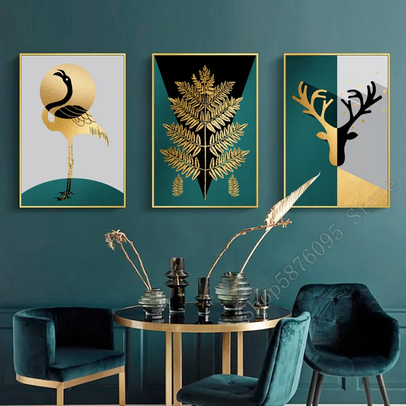 

Three square round diamond cross embroiders with golden geometric leaf deer rhinestone embroidery jigsaw art for decor TT3074