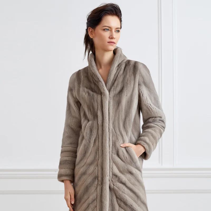 FURSARCAR  2021 Real Fur Natural Mink  Furs Coat Women Winter Thick Warm Overcoat Luxury High Street Style Primary Color Clothes