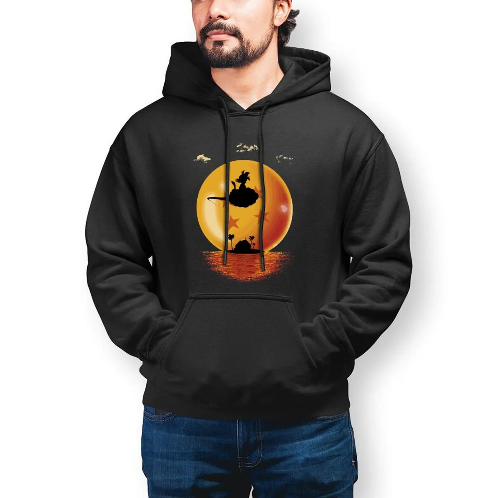 

Bandai Dragon Ball Son Goku Shadow Hoodie Japanese Anime Cotton Warm Hoodies Cool Big Outdoor Pullover Hoodie Men