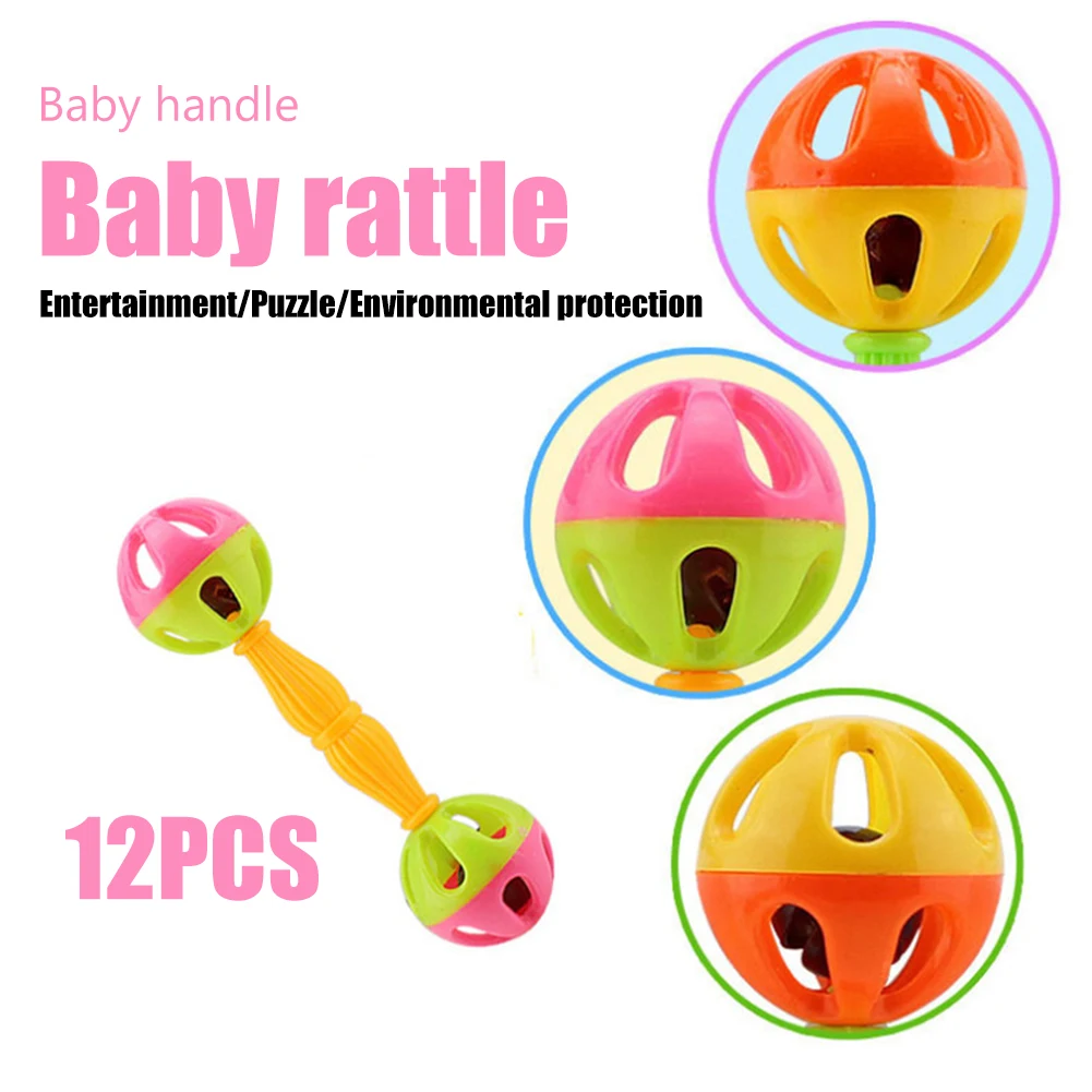 

12pcs Baby Rattle Bell Toy Set Double-End Shakes Dumbbell Infant Brain Training Newborn Educational Toys Crib Game Development