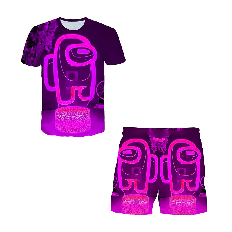 

Boys Clothing Sets 2021 Fashion Summer Among Us Funny Cartoon T-shirt + Pants Kids Boys Suit Casual Style Children Harajuku Sets