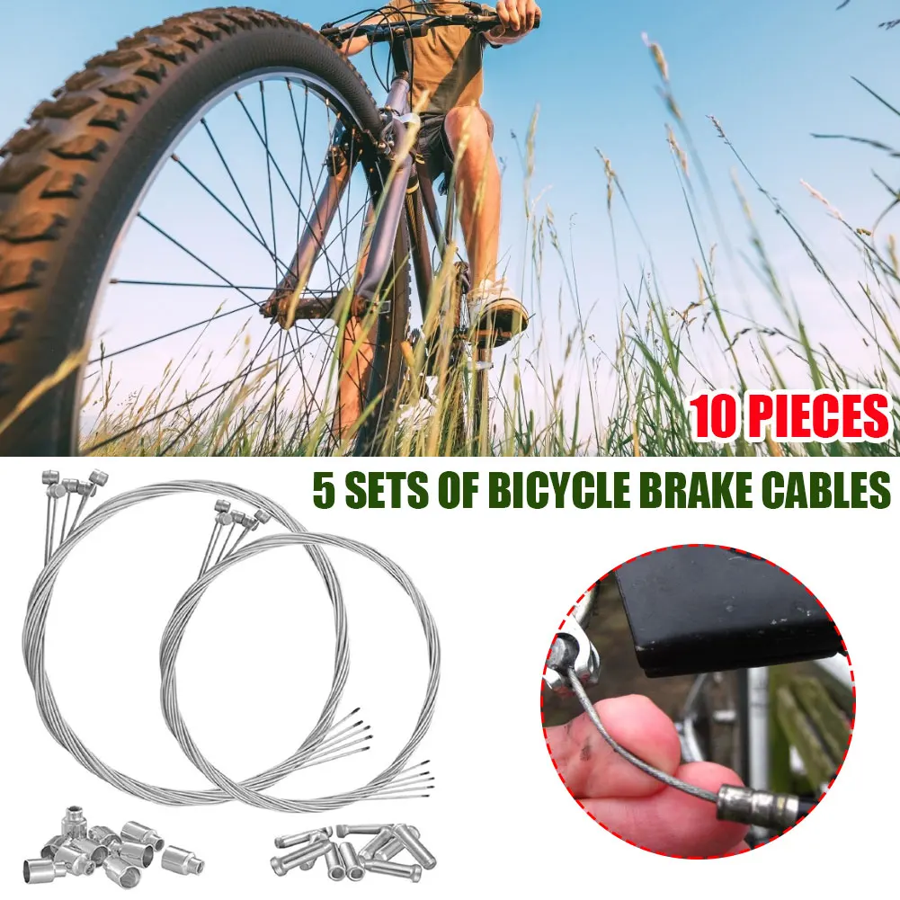 

10pcs Bike Brake Cable Kit Wire Professional Bicycle Brake line for Mountain and Road Free for End Caps and End Ferrule