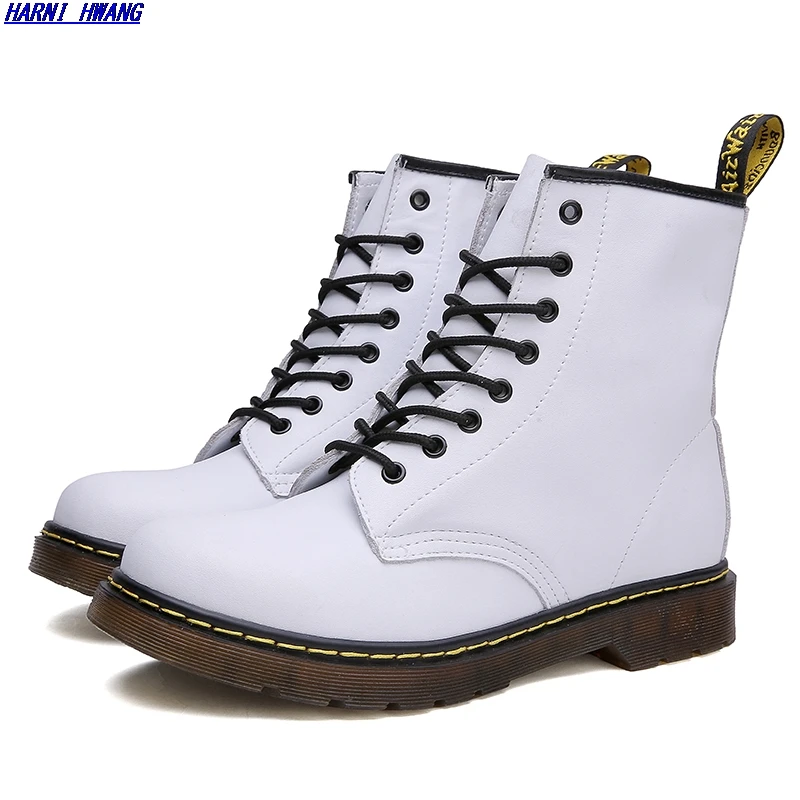 

Men's Martins Leather Shoes High Top Fashion Winter Warm Snow Shoes Dr. Motorcycle Boots Black Couple Unisex Boots