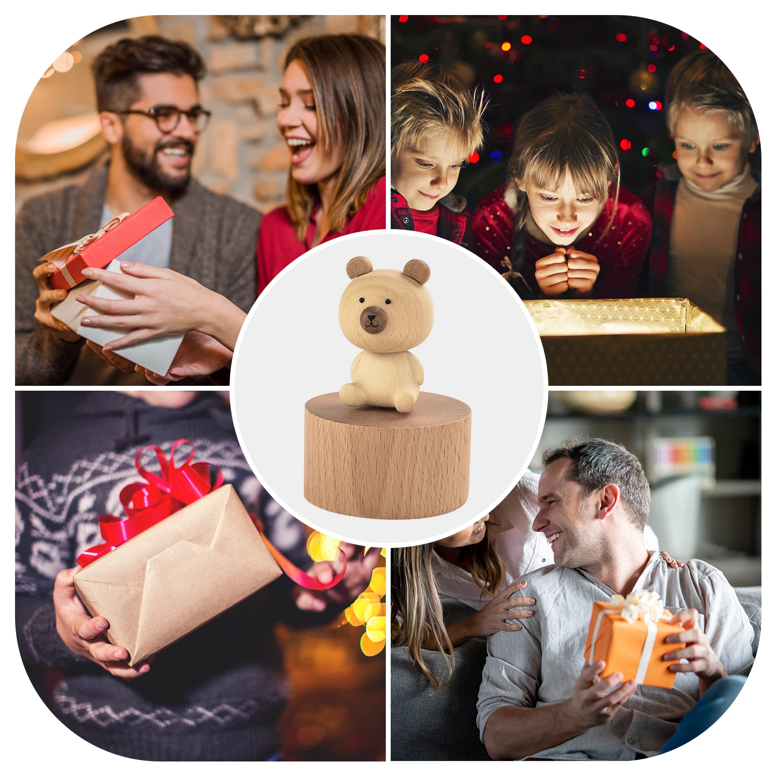 Ammoon деревянная музыкальная шкатулка с Симпатичные статуэтки для домашнего