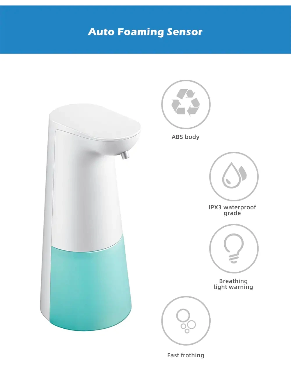 

250ML Smart Sensor Automatic Induction Liquid Foaming Soap Dispenser Infrared Sensor Foaming