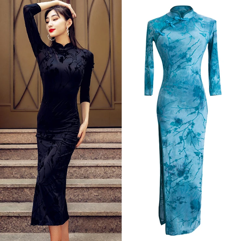 Женское платье для латиноамериканских танцев вечерние платья чонсам одежда