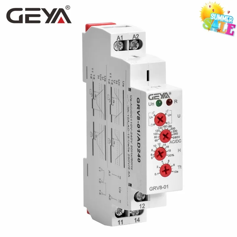 GEYA DC12V Напряжение реле сверх или под напряжения тока автомат защити цепи 220V 10A