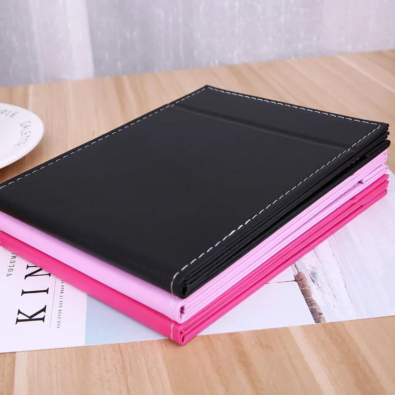 

3 Sizes HD PU Leather Folding Portable Square Fashion Makeup Mirror Desktop High-end Dressing Mirror for Student Makeup Mirrors