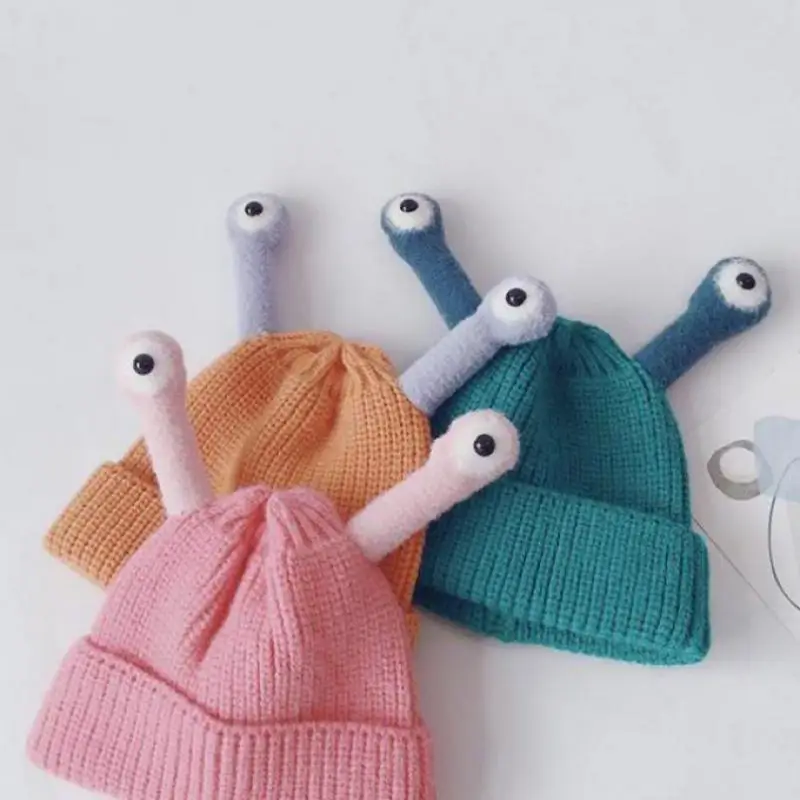 

Thicken Insect Antennae Eyes Knitted Cartoon Kids Hats Baby Autumn Winter Soft Children Girls Boys Hat