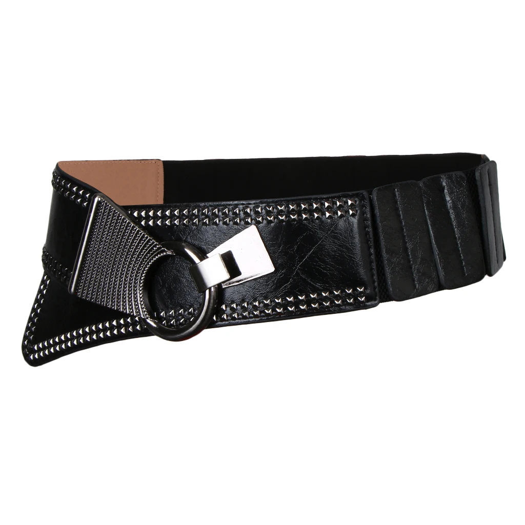 

Women's Fashion Vintage Wide Elastic Stretch Waist Belt With Rivets