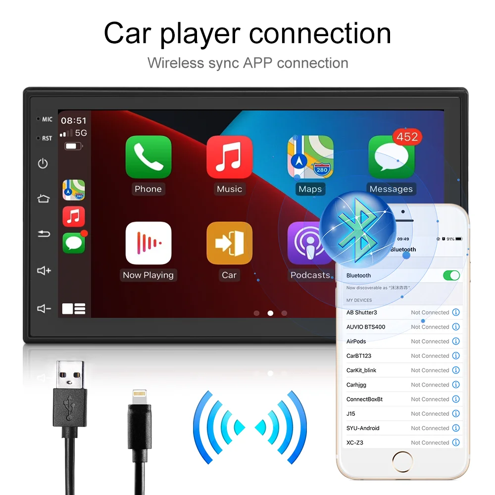 Podofo Android 2Din Car Radio Apple CARPLAY Multimedia Bluetooth Stereo Player Auto radio 2din 4G WIFI 8ROM+128RAM For Toyota VW |