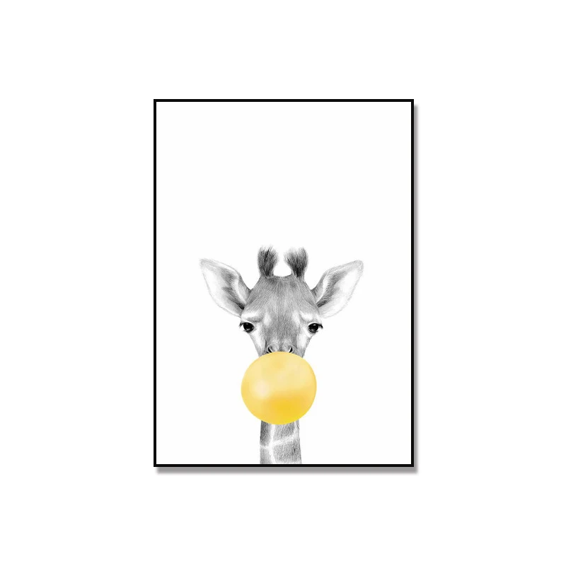 Картина на холсте Зебра слон жираф коала пузырь жвачка плакат сафари животное