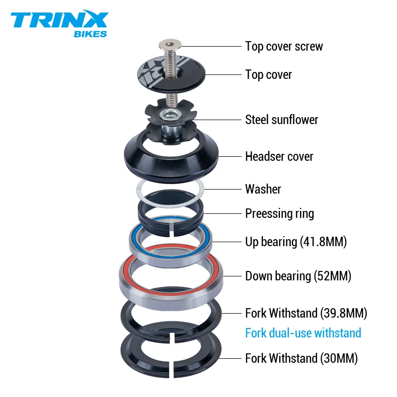 Велосипедная гарнитура Trinx с подшипником 41 8 мм 52 велосипедная передняя вилка
