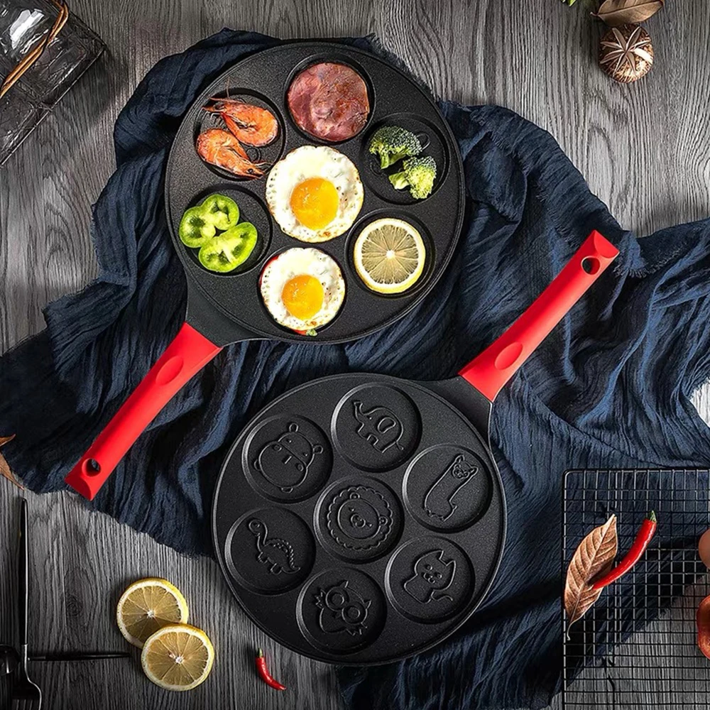 7 сетки Милая сковорода Алюминий сплав антипригарная стейк кастрюли яйцо