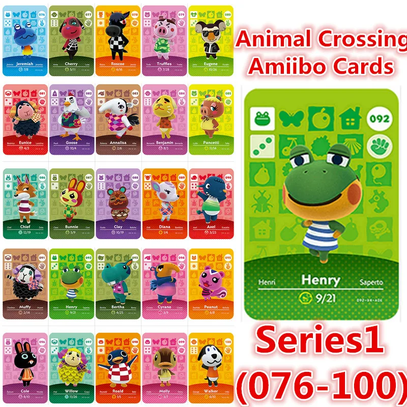 Серия 1(076to 100) карта скрещивания животных Amiibo NFC для nintendo switch NS Games|Коллекционные