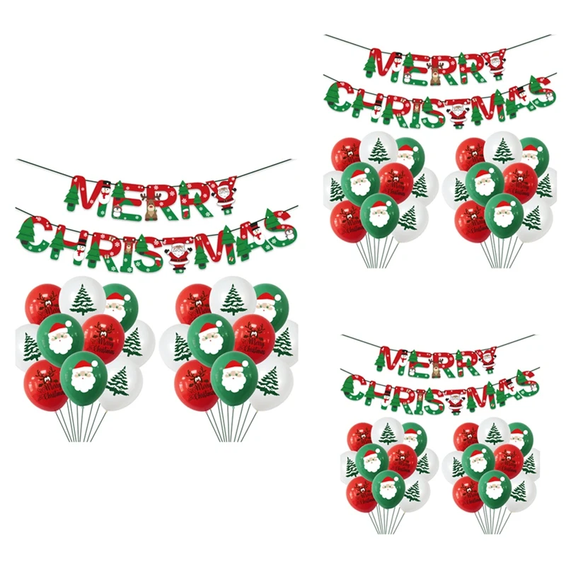 

Merry Christmas Balloons Santa Claus Elk Christmas Party Christmas Tree Paper Banner Decorations for Home New Year