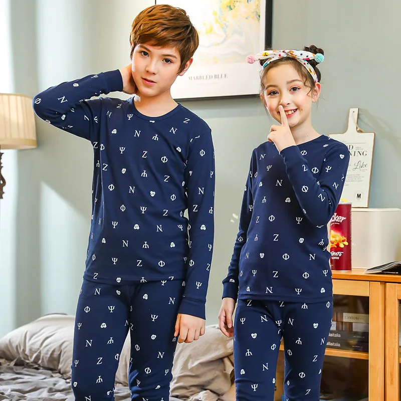 

Kids Pajamas 2020 Spring Girls Boys Sleepwear Nightwear 8-19Y Teenage Clothes Cartoon Pajama Sets Cotton Children's Pyjamas
