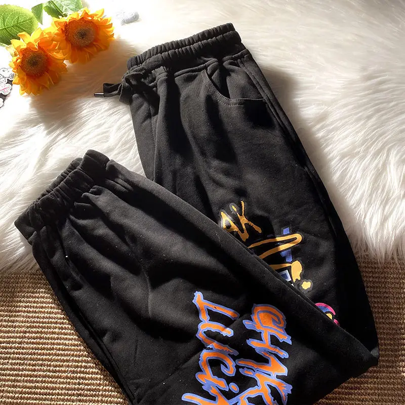 

NEW Hip Hop Streetwear Graphic Sweatpants Women High Waisted Loose Joggers Casual Bottom Pants 2021Autumn New Goth Teens Clothes