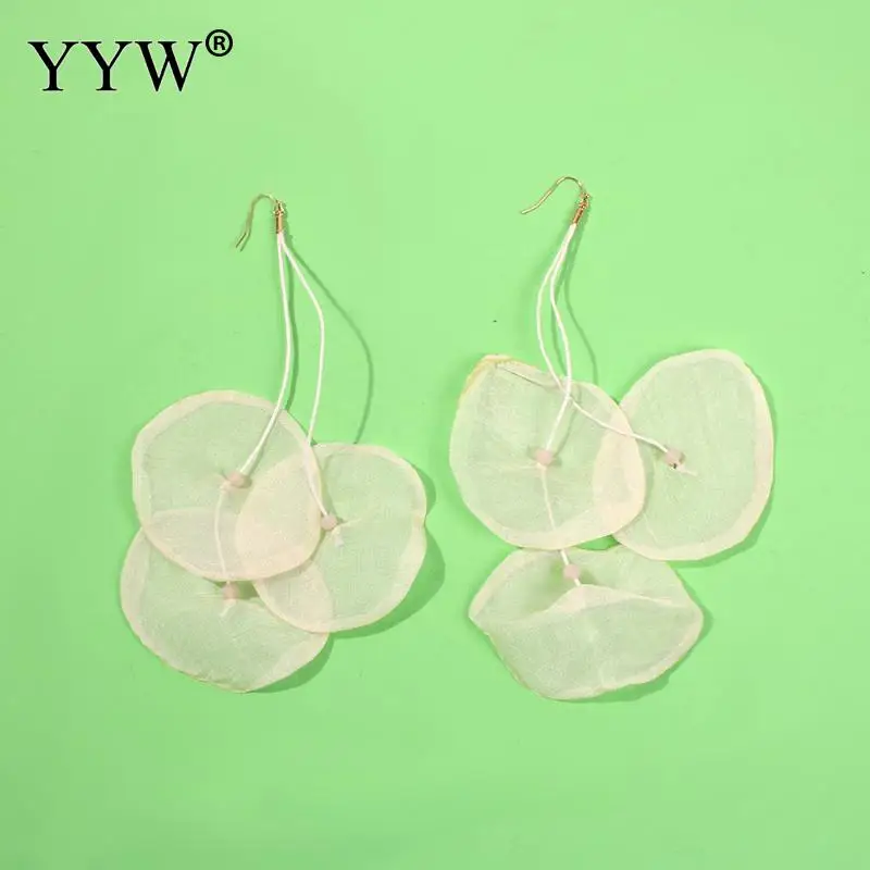 Женские серьги-капельки с подвесками из бежевого и бургундского шифона «лоскутное одеяло», ожерелье с личностным украшением для ушей девочек, модные серьги Pendientes mujer.