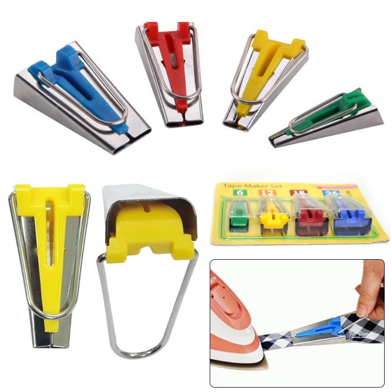 Sewing Quilting Bias Tape Maker Tool 4 Size DIY Fabric 6mm 12mm 18mm 25mm Durable Binding Craft |