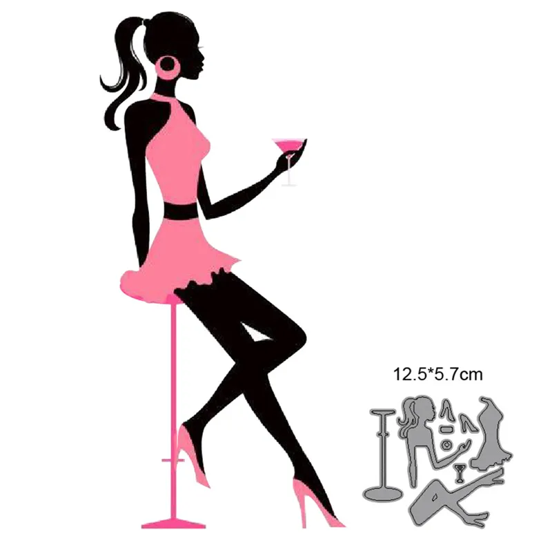 

metal cutting dies cut die mold decoration sexy woman drinking Scrapbook dies paper craft knife mould blade punch stencils dies