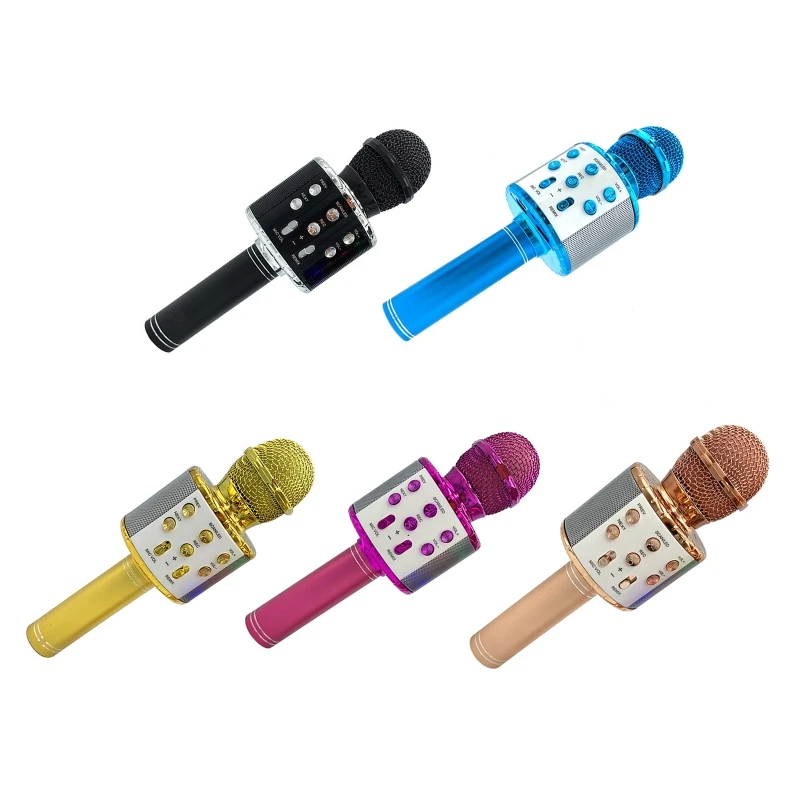 

Karaoke Microphone for Kids Adults, Wireless 4 in 1 Handheld Bluetooth Microphone with LED Lights, Portable Smartphone