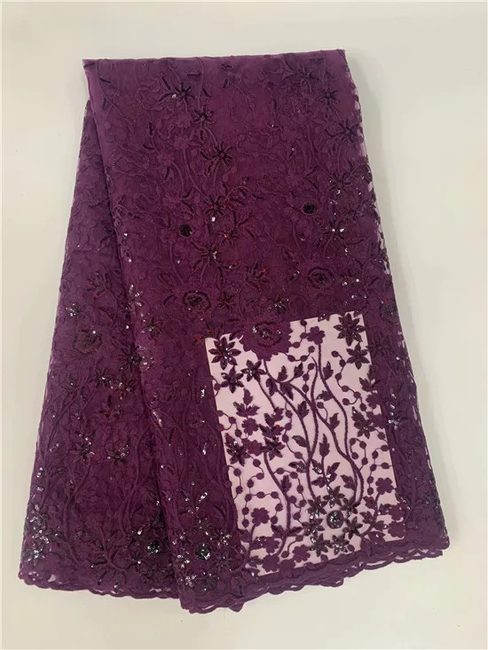 Высококачественная африканская оранжевая кружевная ткань бисер французская