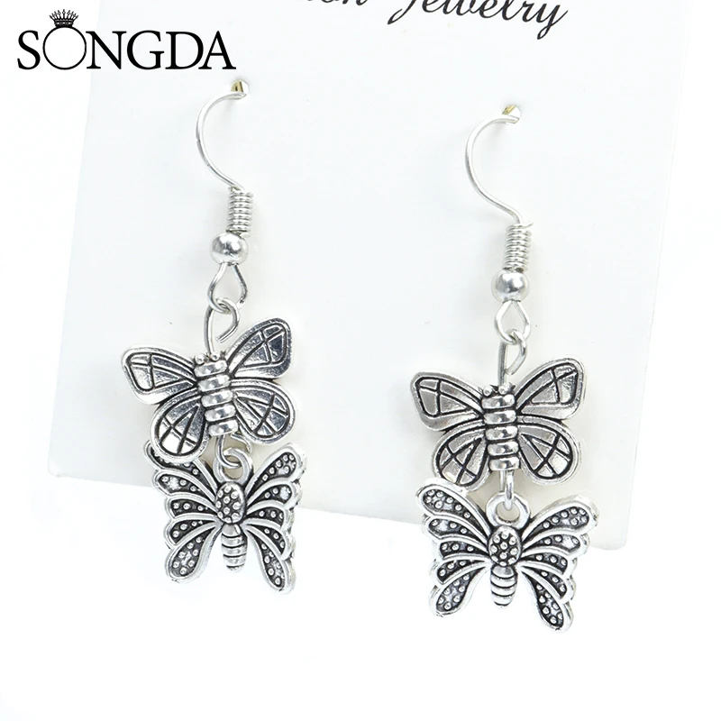 

Cute Color Enamel Butterfly Drop Dangle Earrings Zinc Alloy Fish Hook Earring Trenday Women Vintage Jewelry Gift Accessories