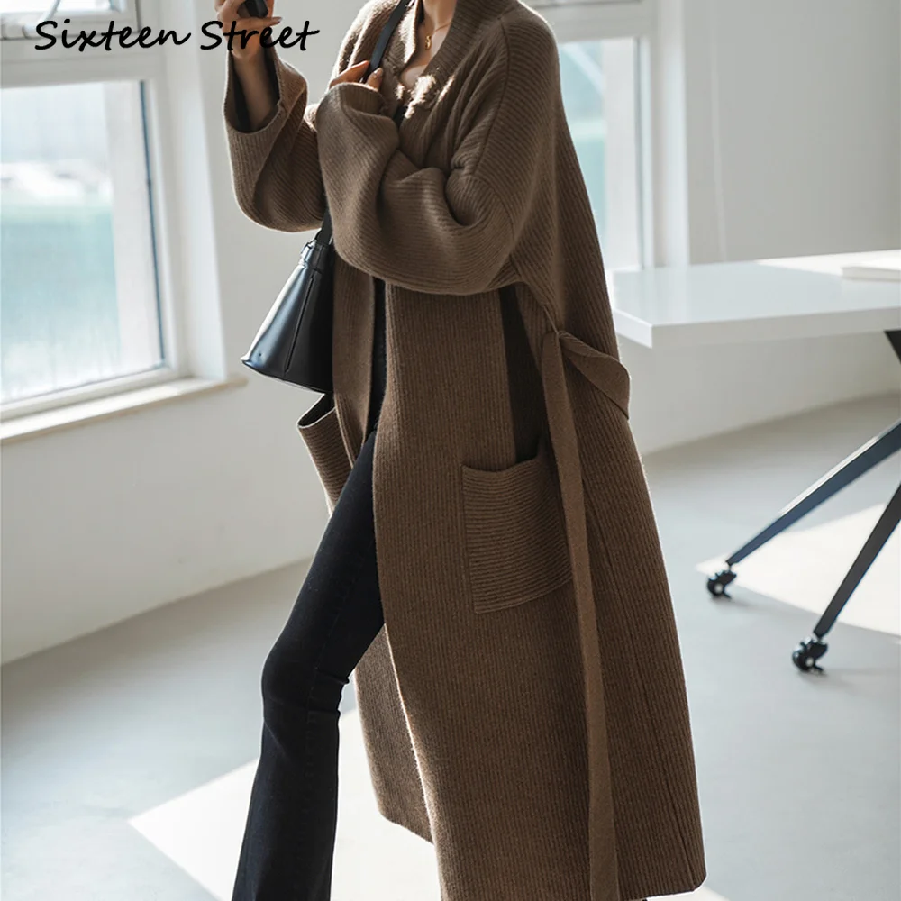 Женский шерстяной кардиган оверсайз вязаный винтажный свитер в Корейском стиле