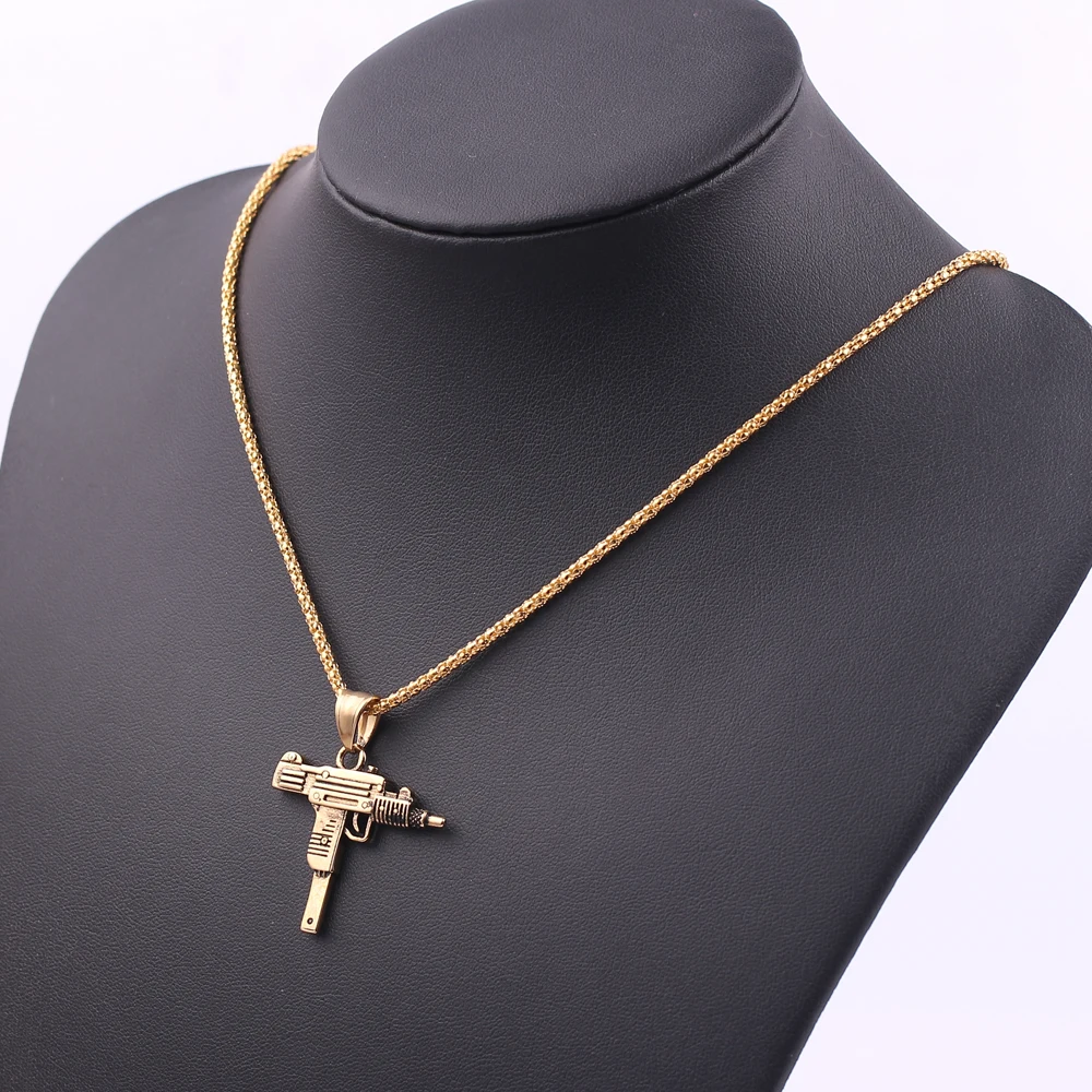 Hot Submachine Gun Pistol Uzi Necklaces Fashion Men Hip Hop Accessories Dance Franco Chain Maxi Charm Long Pendant Necklace | Украшения и