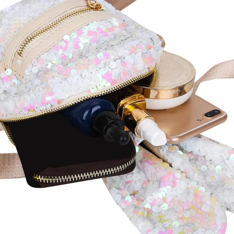 New Fashion Mini Shining Sequins School Backpack Women Rabbit Ears Rucksack Cartoon Label Purse Zipper Shoulder with Small Bag