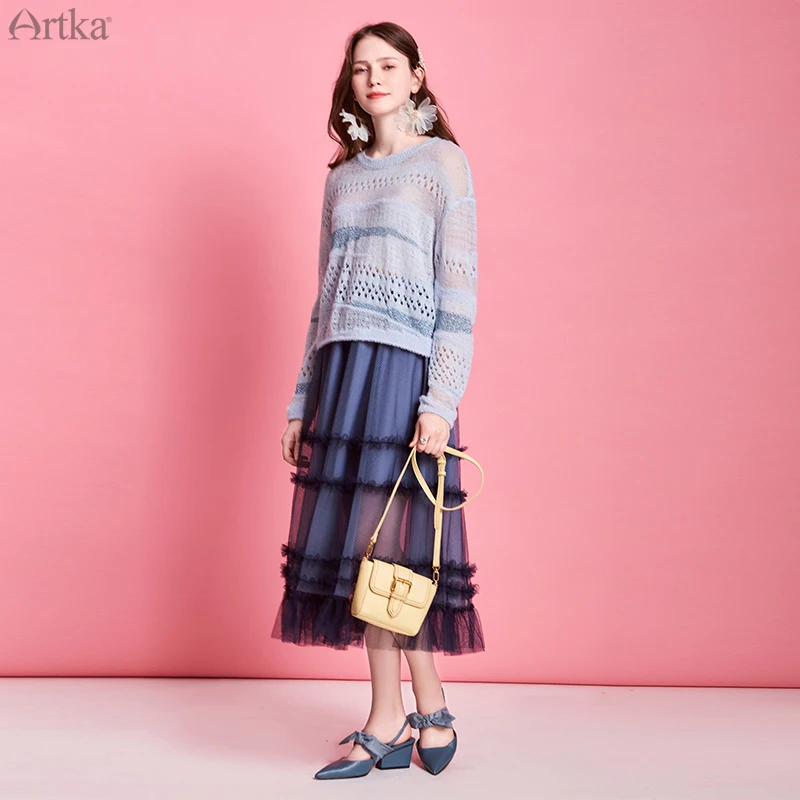 Женская длинная юбка из тюля ARTKA розовая элегантная принцессы с эластичным
