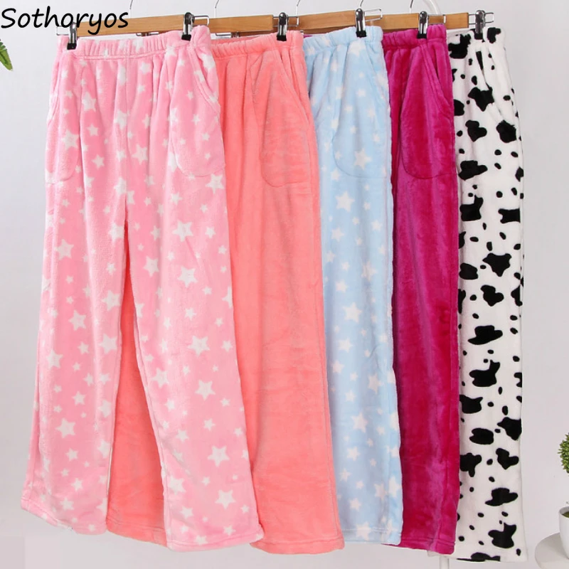 Женские Фланелевые штаны в горошек для сна мягкие теплые удобные пижамные