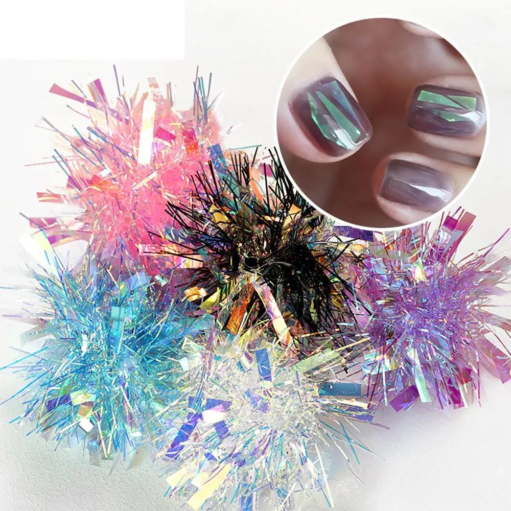 

Hot 1 Box of LEAMX Aurora Cellophane Fragments Nail Art Gradient Irregular Strip Candy Paper Jewelry Symphony Sequin Decoration