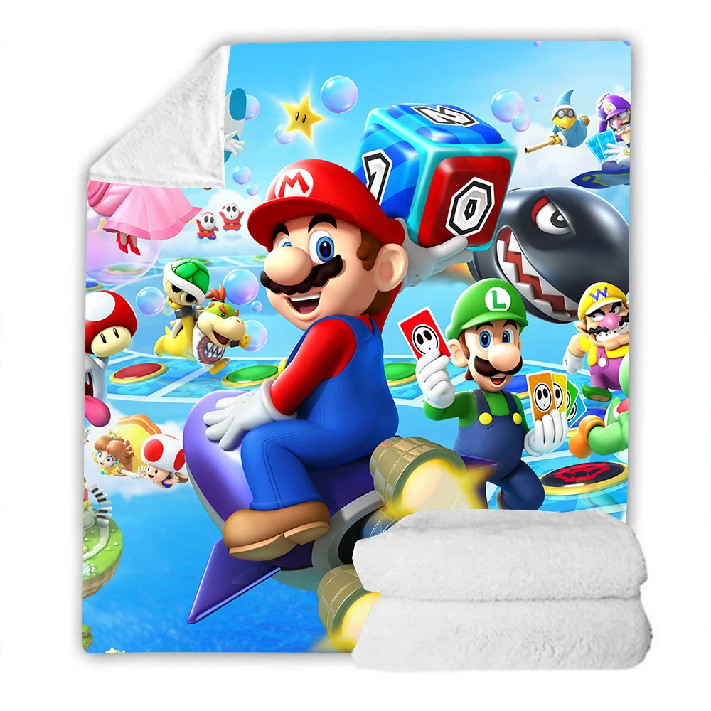 Manta de franela de Super Mary, manta doble con estampado de personaje de juego de Mario Brothers, funda para sof&aacute;, regalos de cumplea&ntilde;os-4