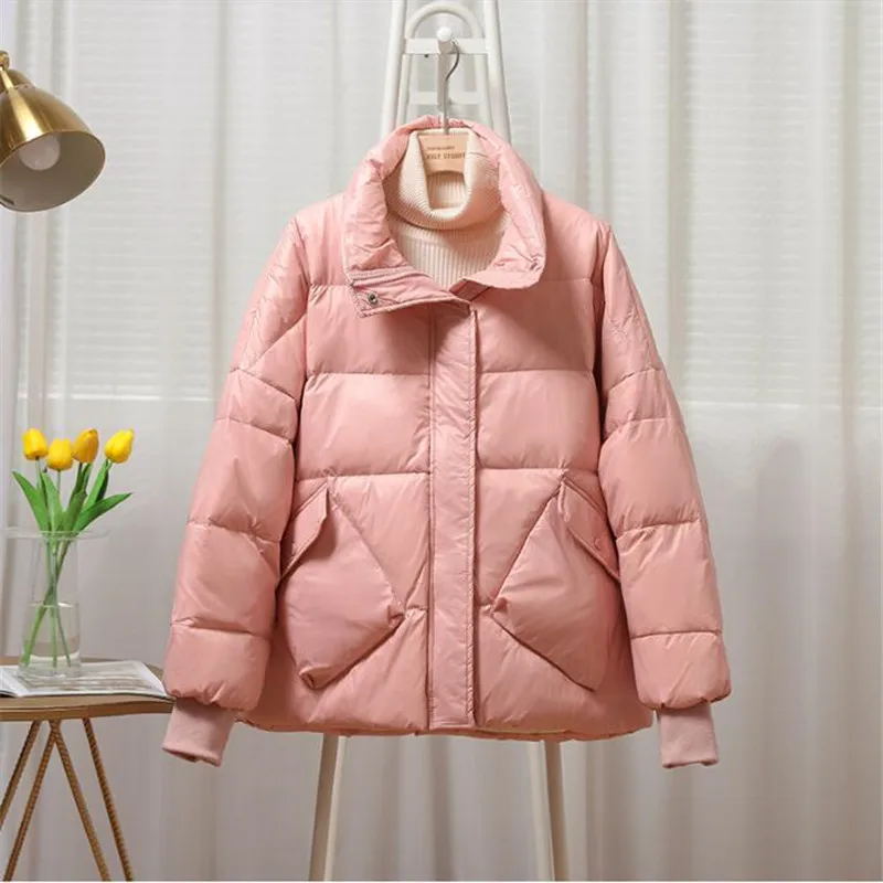 Женский однотонный пуховик свободная куртка в Корейском стиле короткая парка