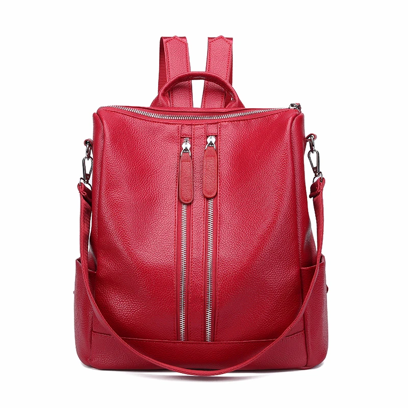 Женские рюкзаки Sac A Dos Mochila Feminina, женские кожаные рюкзаки, высокое качество, Дамский рюкзак в консервативном стиле, винтажный рюкзак - Цвет: red