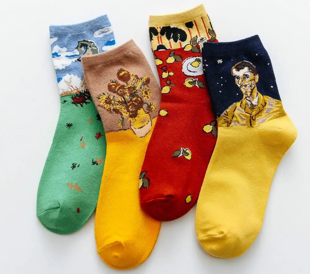 Женские носки художественная роспись цветок президент хлопок взрослые