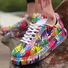 Женские кроссовки на шнуровке, разноцветные, с граффити, на танкетке, повседневные, Осенние, 35-44
