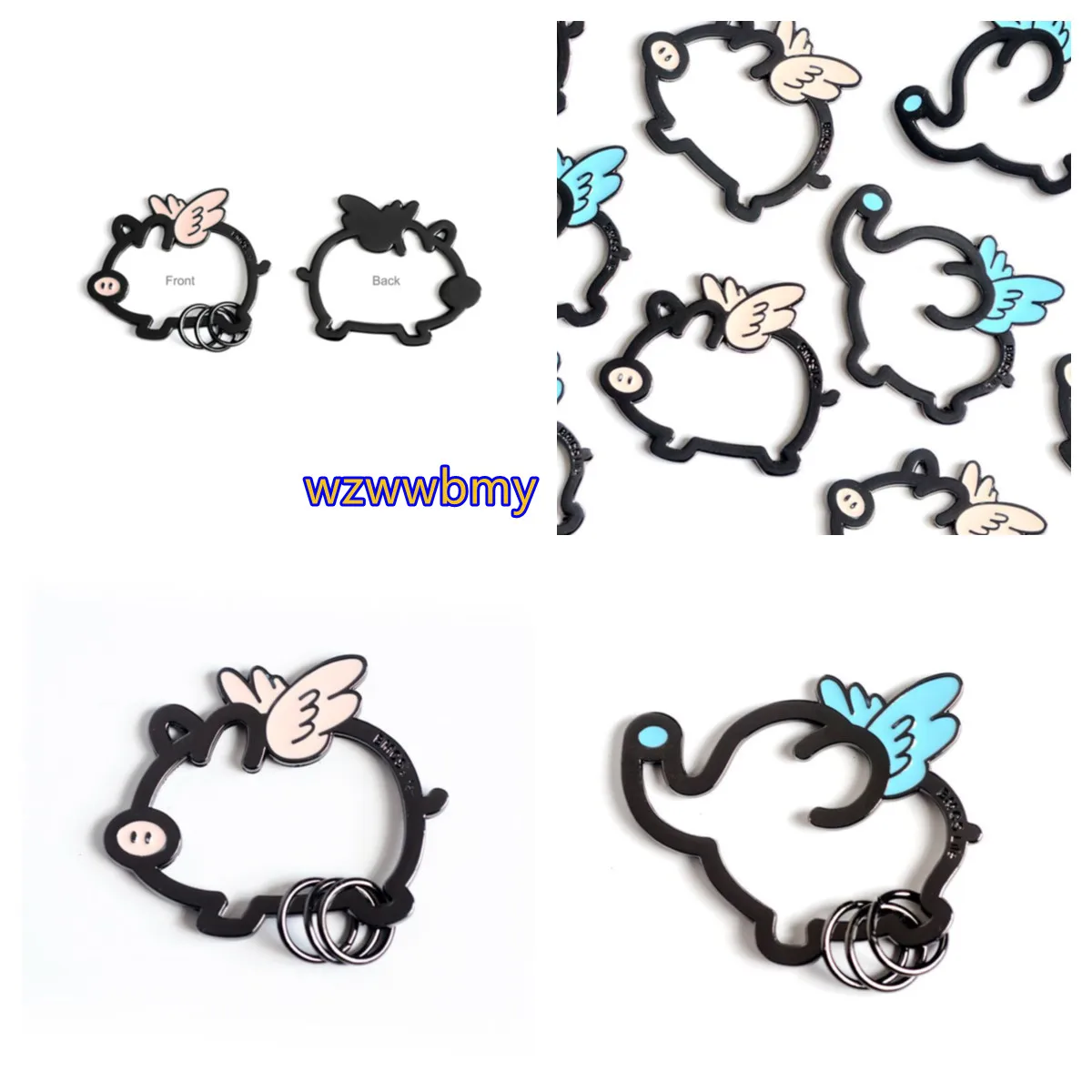 

INS Angel Pig Elephant Metal Key Ring Pendant Simple Personality Car Key Chain Cute Men And Women Bag Mobile Phone Keychains