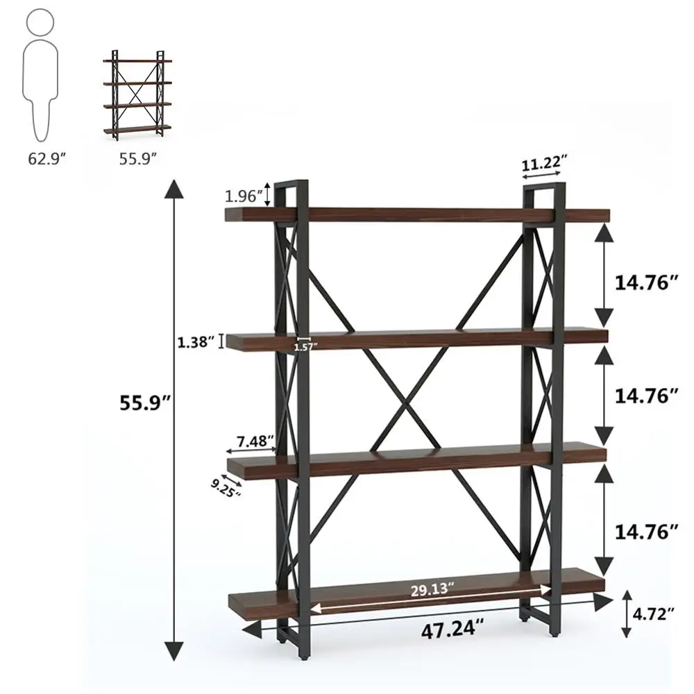 4 уровня Книжный Шкаф Полки Промышленные Стиль шкафы из стали книжный шкаф