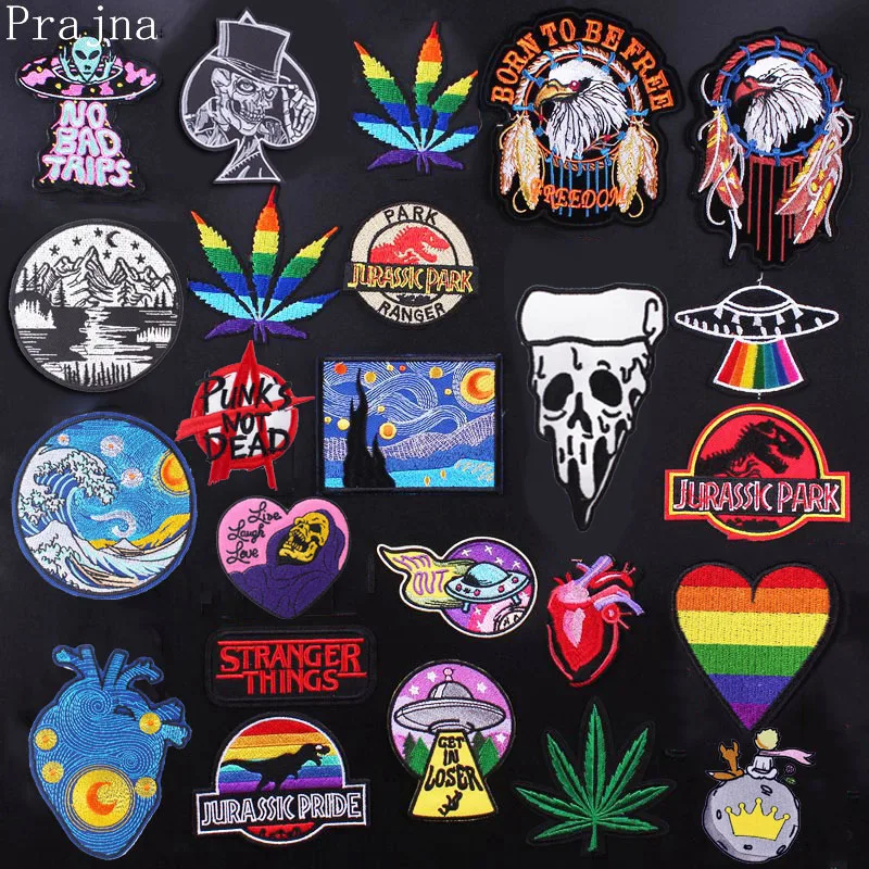 Нашивка с черепом Prajna металлическая нашивка в стиле хиппи вышивкой виде сердца и